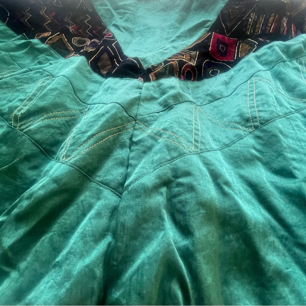 Vintage 90s Emerald Green/Gold Nylon Windbreaker Suit Women's Size Small Sporty - Picture 11 of 16